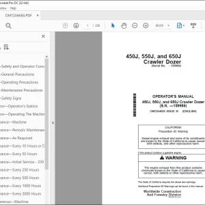 John Deere 450J, 550J & 650J Crawler Dozer Operator's Manual PDF