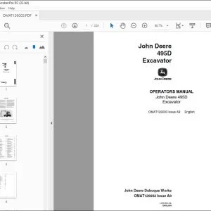 John Deere 495D Excavator Operators Manual - PDF DOWNLOAD