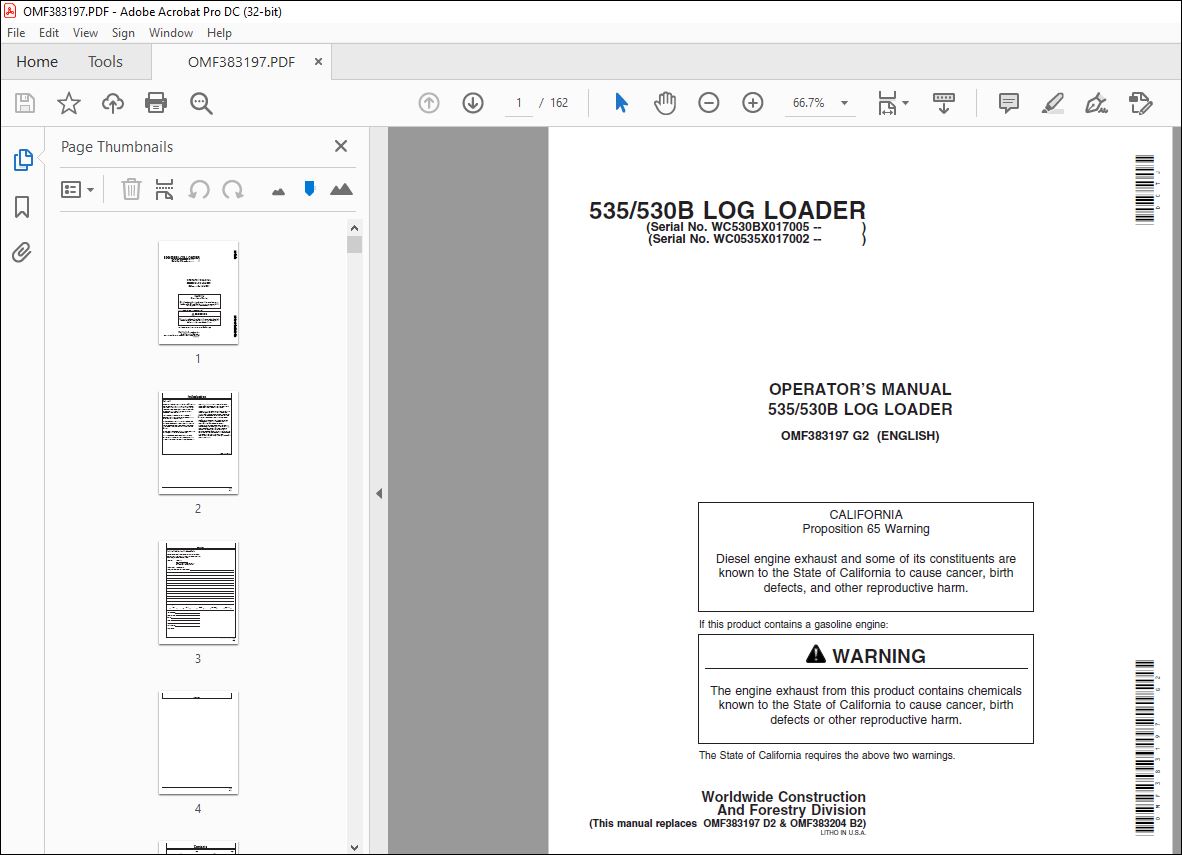 John Deere 535/530B LOG LOADER Operator's Manual - PDF DOWNLOAD ...