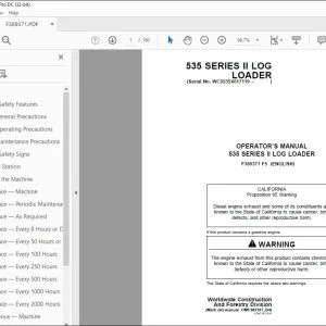John Deere 535 Series II Log Loader Operation Manual PDF Download