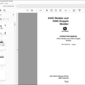 John Deere 540G Skidder & 548G Grapple Skidder Operators Manual PDF