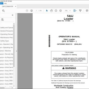 John Deere 544J Loader Operator's Manual - PDF DOWNLOAD