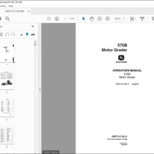 John Deere 570B Motor Grader Motor Grader Operators Manual - PDF DOWNLOAD