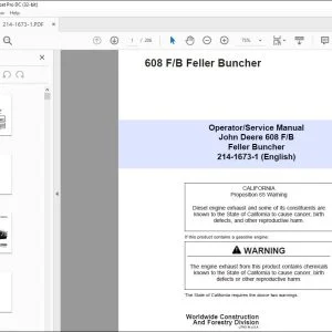 John Deere 608 F/B Feller Buncher Operator/Service Manual PDF