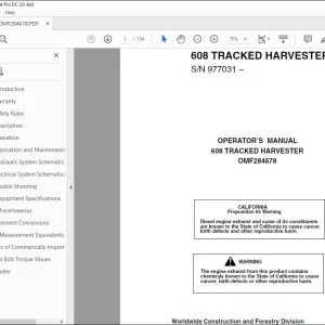 John Deere 608 TRACKED HARVESTER Operator's Manual OMF284678 PDF