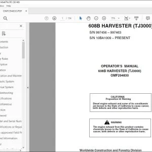 John Deere 608B HARVESTER (TJ3000) Operator's Manual - PDF DOWNLOAD