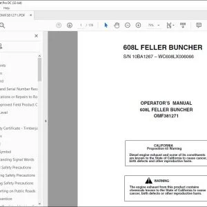 John Deere 608L Feller Buncher Operation Manual PDF Download