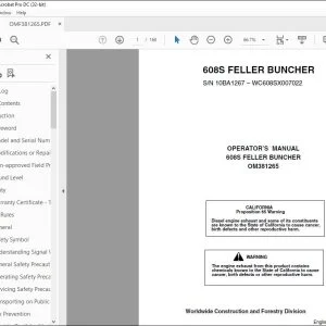 John Deere 608S FELLER BUNCHER Operator's Manual OM381265 PDF