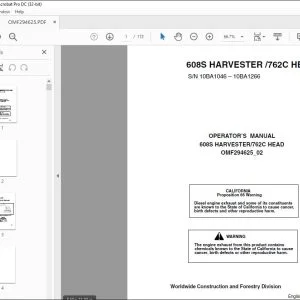 John Deere 608S HARVESTER 762C HEAD Operator's Manual - PDF DOWNLOAD