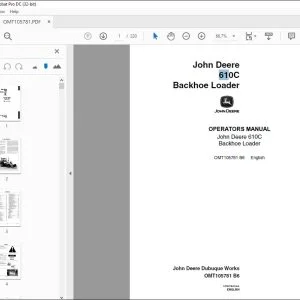John Deere 610C Backhoe Loader Operators Manual - PDF DOWNLOAD