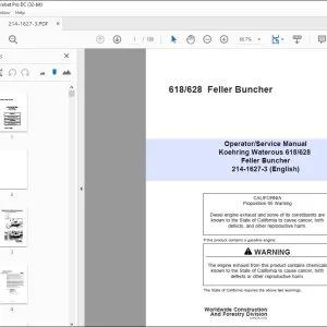 John Deere 618/628 Feller Buncher Operator Service Manual PDF