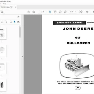John Deere 62 BULLDOZER Operator's Manual - PDF DOWNLOAD