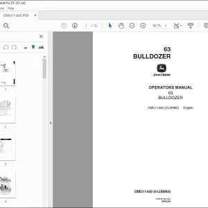 John Deere 63 BULLDOZER Operators Manual - PDF DOWNLOAD
