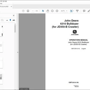 John Deere 6310 Bulldozer (for JD350-B Crawler) Operators Manual PDF