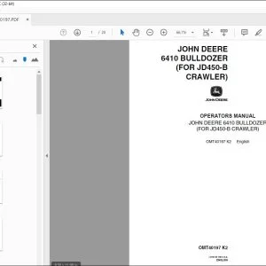 John Deere 6410 BULLDOZER (FOR JD450-B CRAWLER) Operators Manual PDF