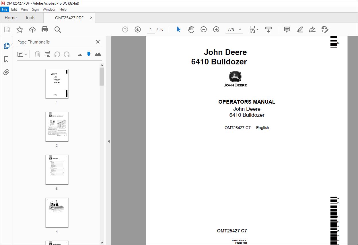 John Deere 6410 Bulldozer Operators Manual - PDF DOWNLOAD ...