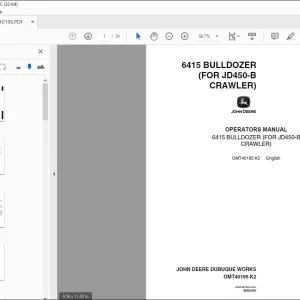 John Deere 6415 BULLDOZER (FOR JD450-B CRAWLER) Operators Manual PDF