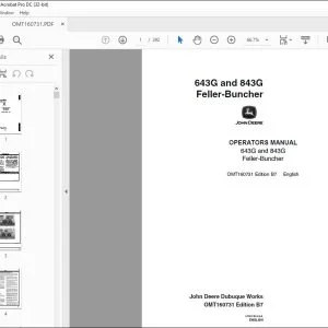 John Deere 643G & 843G Feller-Buncher Operators Manual - PDF DOWNLOAD
