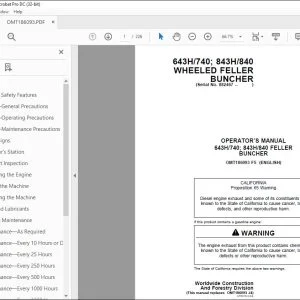 John Deere 643H/740; 843H/840 FELLER BUNCHER Operators Manual PDF