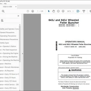 John Deere 643J & 843J Wheeled Feller Buncher Operator's Manual PDF