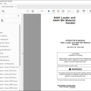 John Deere 644H Loader & 644H MH Material Handler Operator's Manual PDF