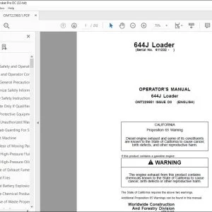 John Deere 644J Loader Operator's Manual - PDF DOWNLOAD