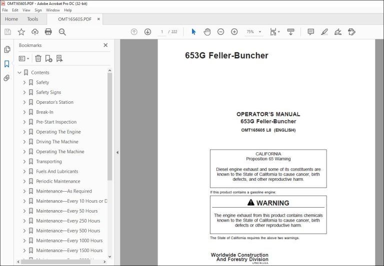 John Deere 653G Feller-Buncher Operator's Manual - PDF DOWNLOAD ...