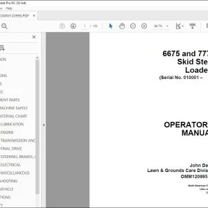 John Deere 6675 & 7775 Skid Steer Loaders Operator's Manual PDF