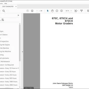 John Deere 670C, 670CH & 672CH Motor Graders Operators Manual PDF