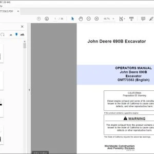 John Deere 690B Excavator Operators Manual - PDF DOWNLOAD