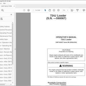 John Deere 724J Loader Operator's Manual - PDF DOWNLOAD