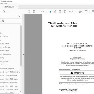 John Deere 744H Loader & 744H MH Material Handler Operator's Manual PDF