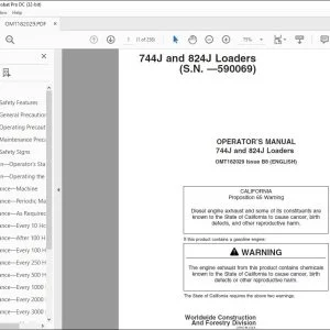 John Deere 744J & 824J Loaders Operator's Manual - PDF DOWNLOAD