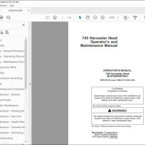 Operator Manual for John Deere 745 Harvester Head PDF