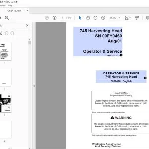 John Deere 745 Harvesting Head Operator & Service Manual - PDF DOWNLOAD