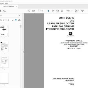 John Deere 750 CRAWLER & LOW GROUND PRESSURE Operators Manual PDF