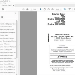 John Deere 750J Crawler Dozers Operator's Manual - PDF DOWNLOAD