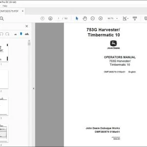 John Deere 753G Harvester / Timbermatic 10 Operators Manual PDF