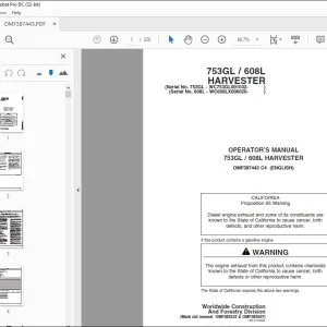 John Deere 753GL / 608L HARVESTER Operator's Manual - PDF DOWNLOAD