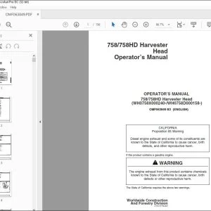 John Deere 758/758HD Harvester Head Operator's Manual - PDF DOWNLOAD
