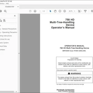 John Deere 758 HD Multi-Tree-Handling Device Operator's Manual PDF