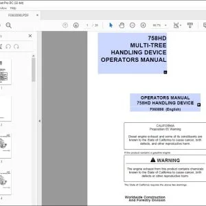 John Deere 758HD MULTI-TREE HANDLING DEVICE Operators Manual PDF