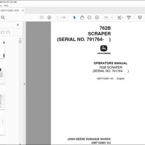 John Deere 762B SCRAPER Operators Manual OMT150801 - PDF DOWNLOAD