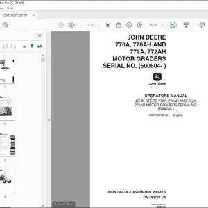 John Deere 770A, 770AH & 772A, 772AH MOTOR GRADERS Operators Manual - PDF DOWNLOAD