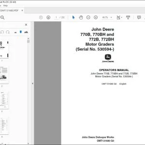 John Deere 770B, 770BH & 772B, 772BH Motor Graders Operator's Manual PDF
