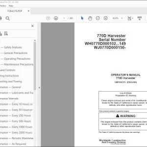 John Deere 770D Harvester Operator's Manual OMF064376 - PDF DOWNLOAD