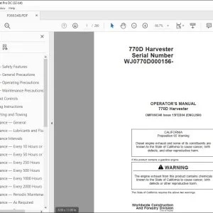 John Deere 770D Harvester Operator's Manual OMF066348 - PDF DOWNLOAD