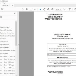 John Deere 770D Harvester Operator's Manual OMF067023 - PDF DOWNLOAD