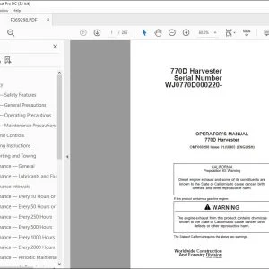John Deere 770D Harvester Operator's Manual OMF069298 - PDF DOWNLOAD