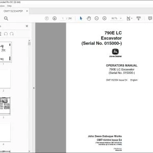 John Deere 790E LC Excavator Operator's Manual - PDF DOWNLOAD